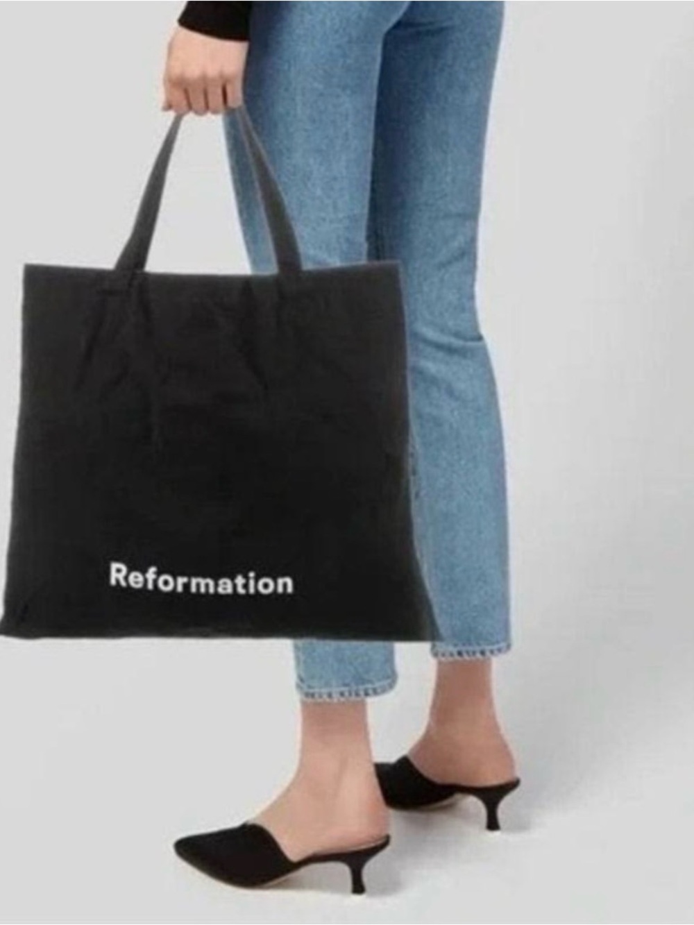 Reformation Black Canvas Logo Tote/bag